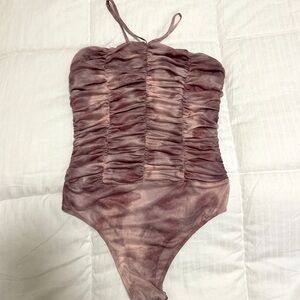 Lulus Mauve Ruched Bodysuit